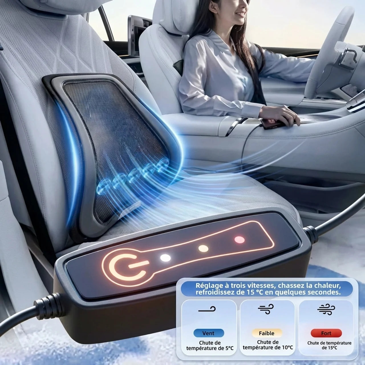 Support lombaire pour voiture avec ventilateur