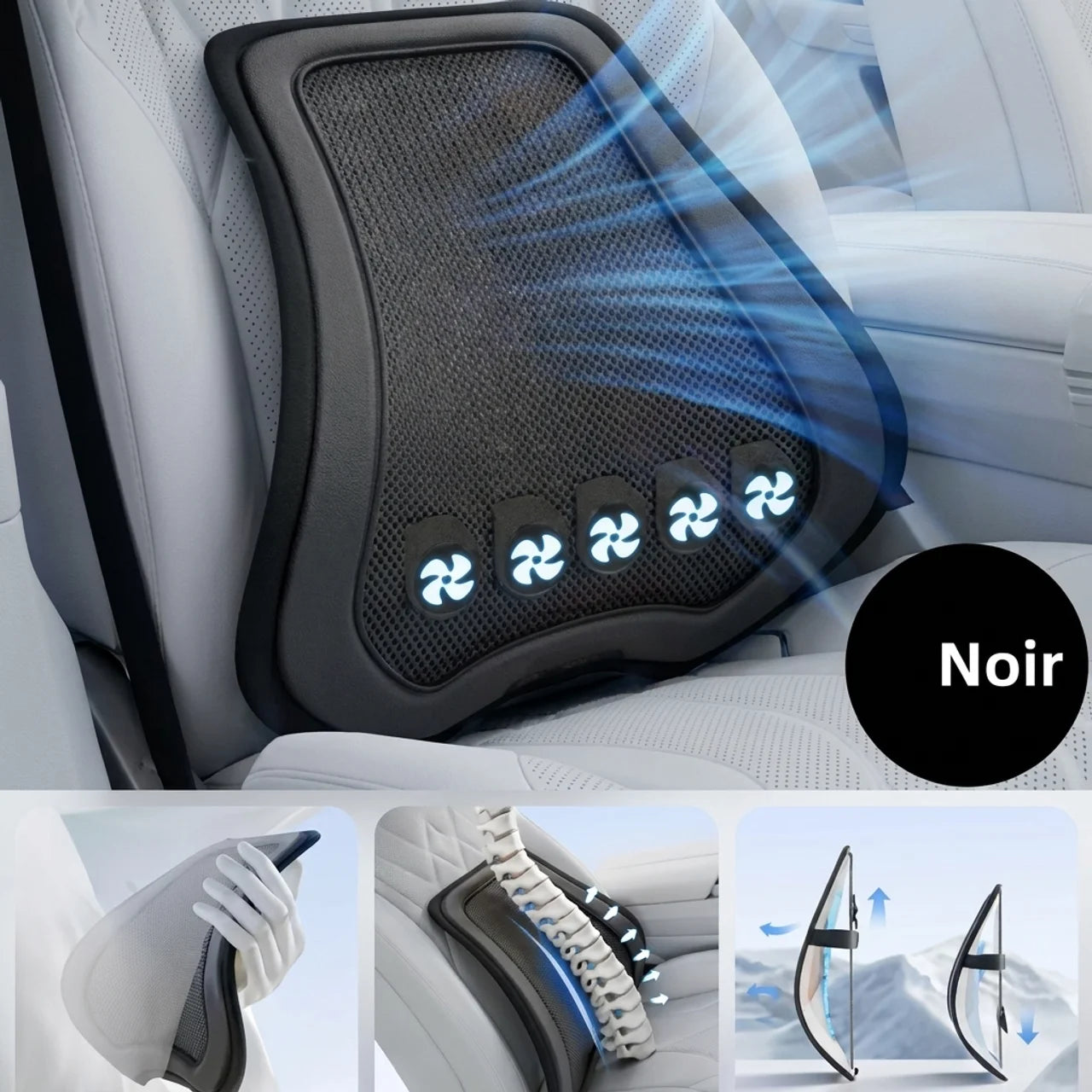 Support lombaire pour voiture avec ventilateur