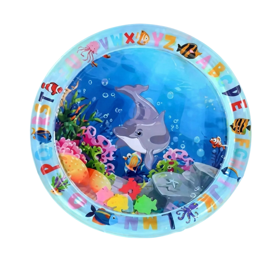 Tapis d'Eau Rafraîchissant pour Chat Gonflable avec Poissons Mobiles Intégrés