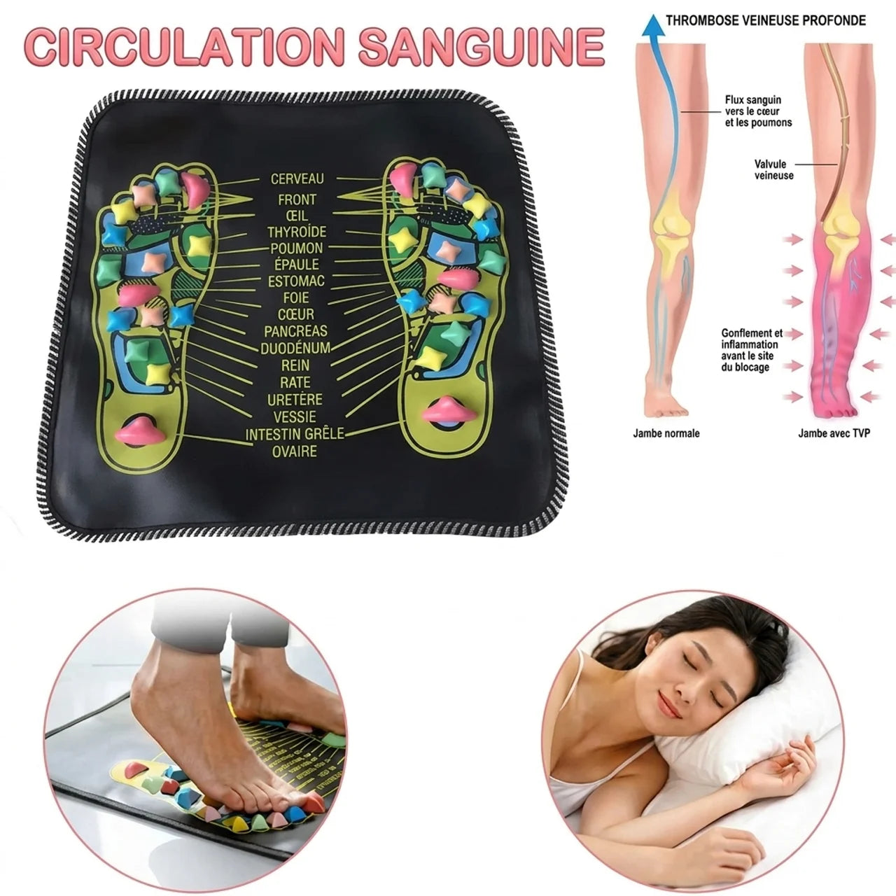 Tapis d’Acupression Réflexologie des Pieds Massage Plantaire Relaxant