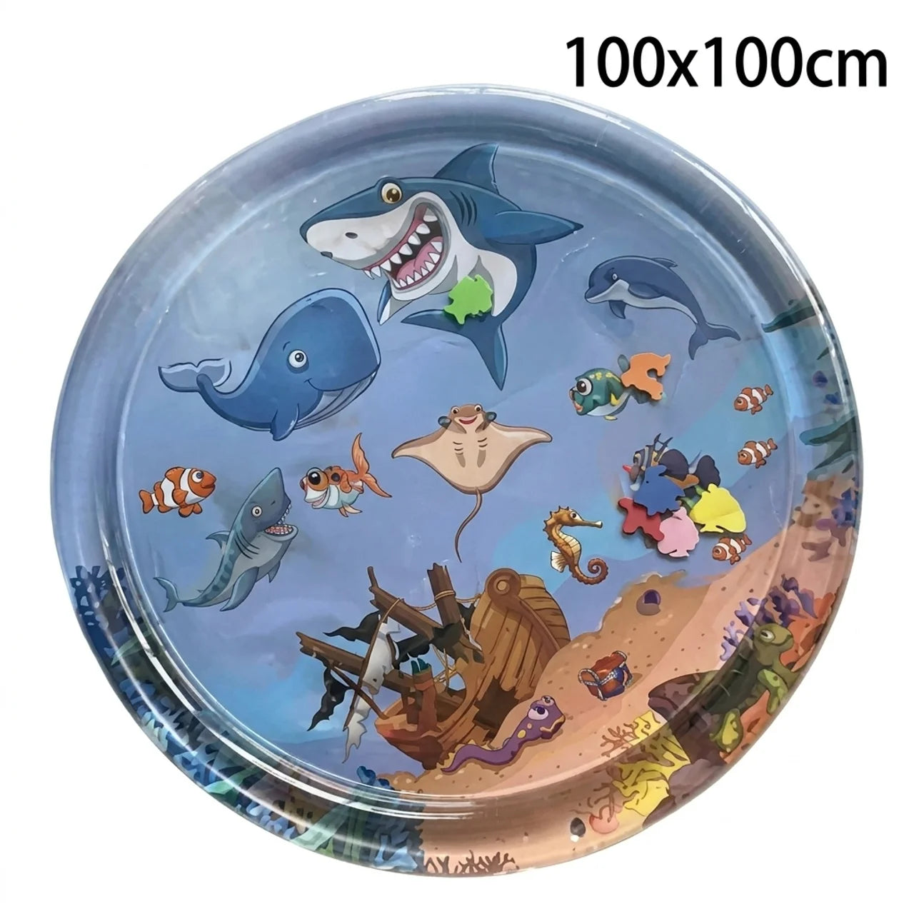 Tapis d'Eau Rafraîchissant pour Chat Gonflable avec Poissons Mobiles Intégrés