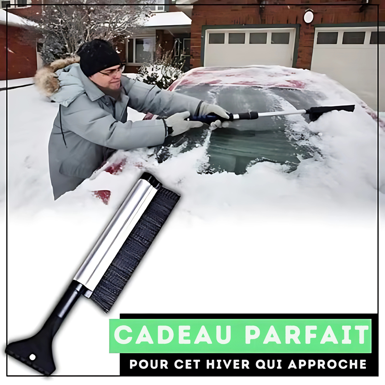 Télescopique Grattoir Glace Brosse Neige 2-en-1