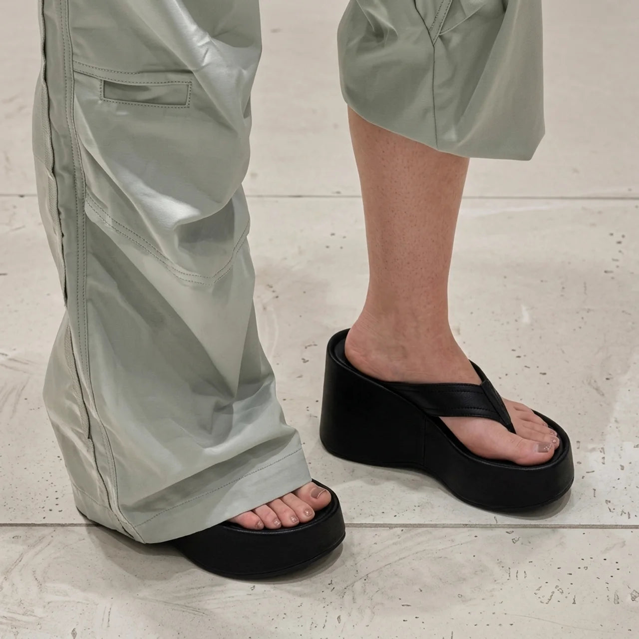 Tongs Plateforme Compensée Femme Mules Talon Épais Style Y2K