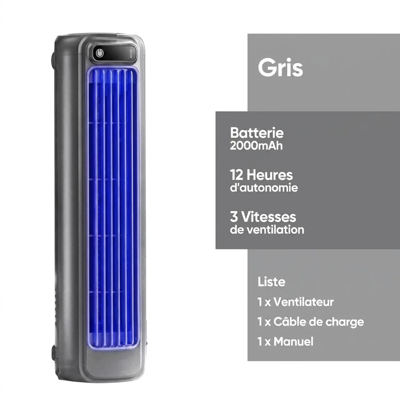 Ventilateur Circulateur d'Air Mural sans Perçage de Bureau Silencieux Rechargeable