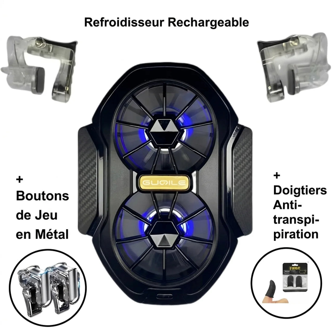 Ventilateur Double Turbine Rechargeable pour Smartphone iPhone Android