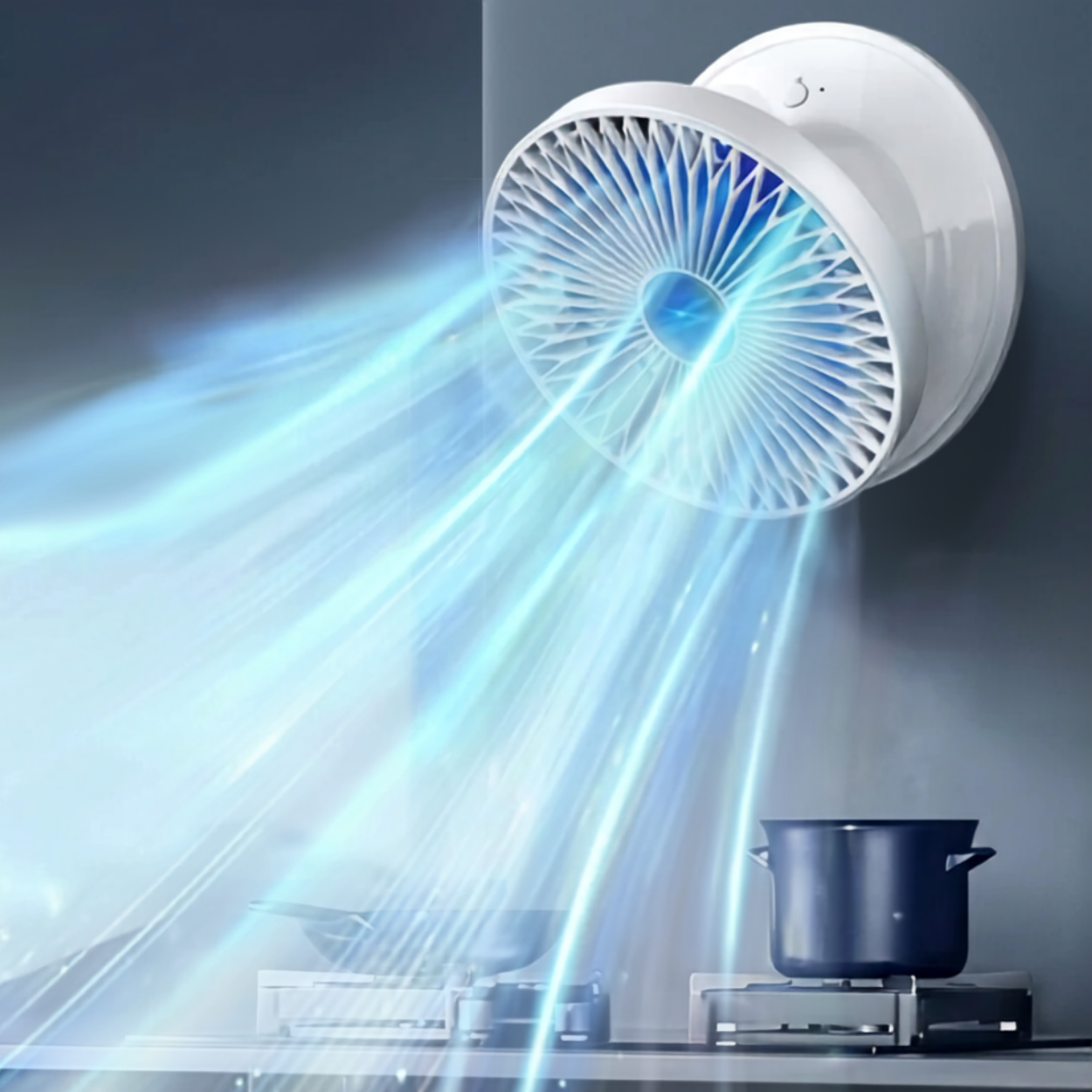 Ventilateur Pliable Mural Sans Perçage de Bureau avec Veilleuse & Aromathérapie