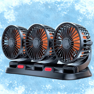 Ventilateur de Voiture Triple Tête 360° Réglable USB / 12V / 24V