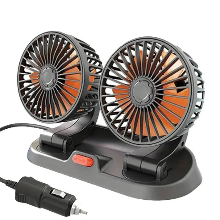 Ventilateur de Voiture Triple Tête 360° Réglable USB / 12V / 24V