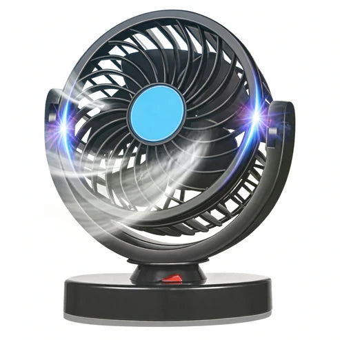 Ventilateur de Voiture Triple Tête 360° Réglable USB / 12V / 24V