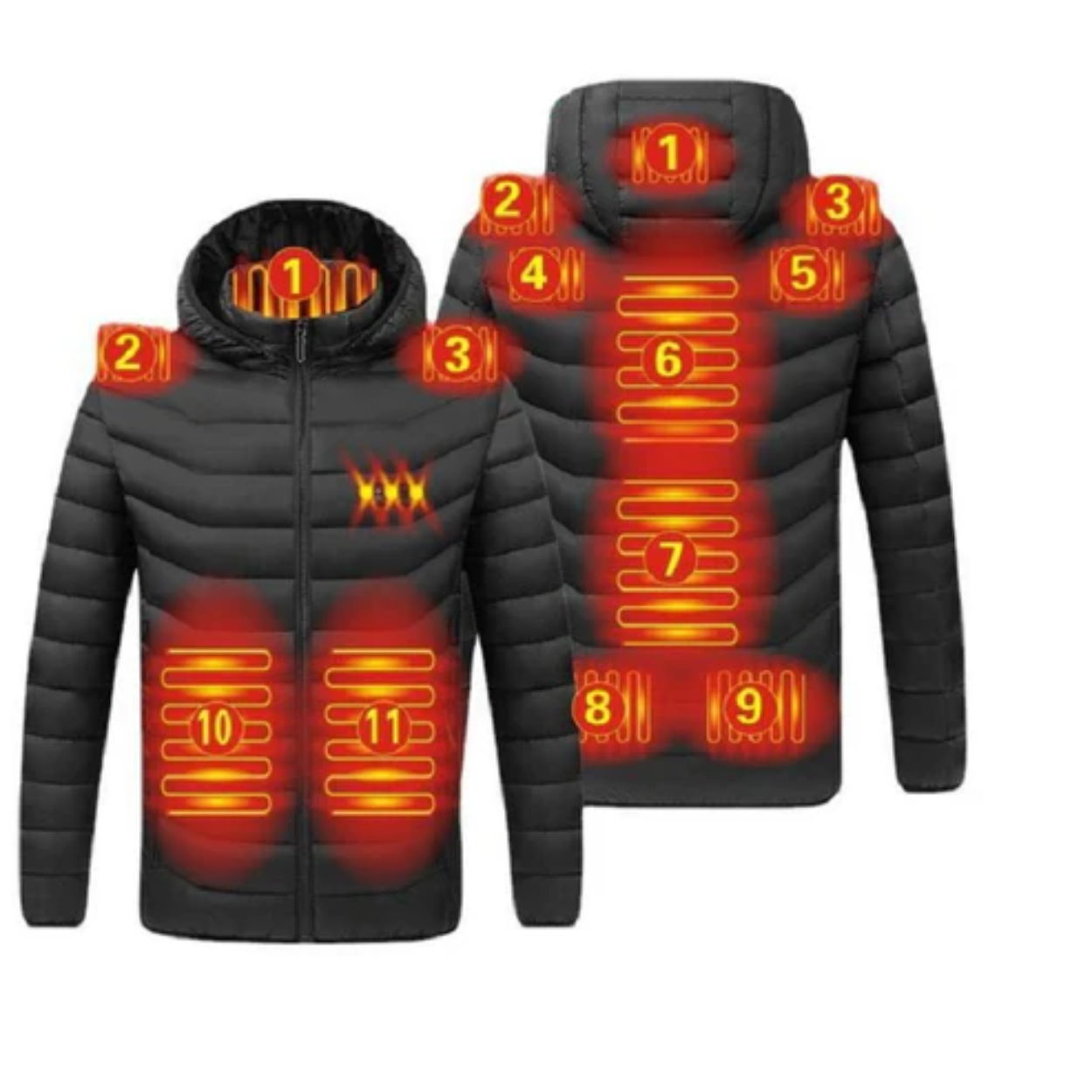 Veste à Capuche Chauffante Électrique à 11 Zones