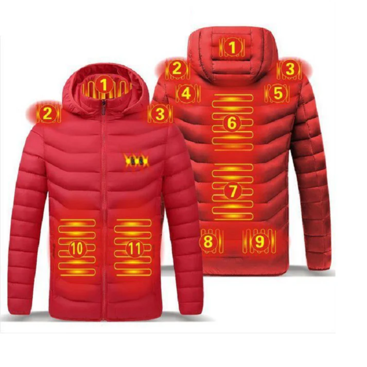 Veste à Capuche Chauffante Électrique à 11 Zones
