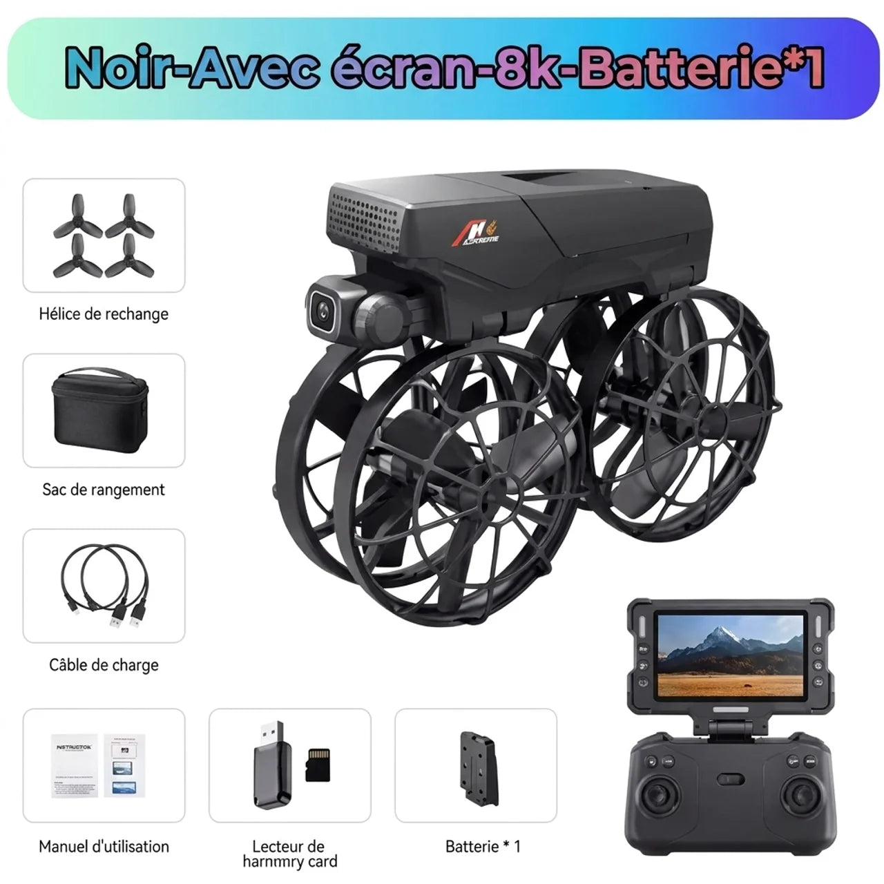 Drone Pliable M8 avec Écran Intégré et Double Caméra HD 8K
