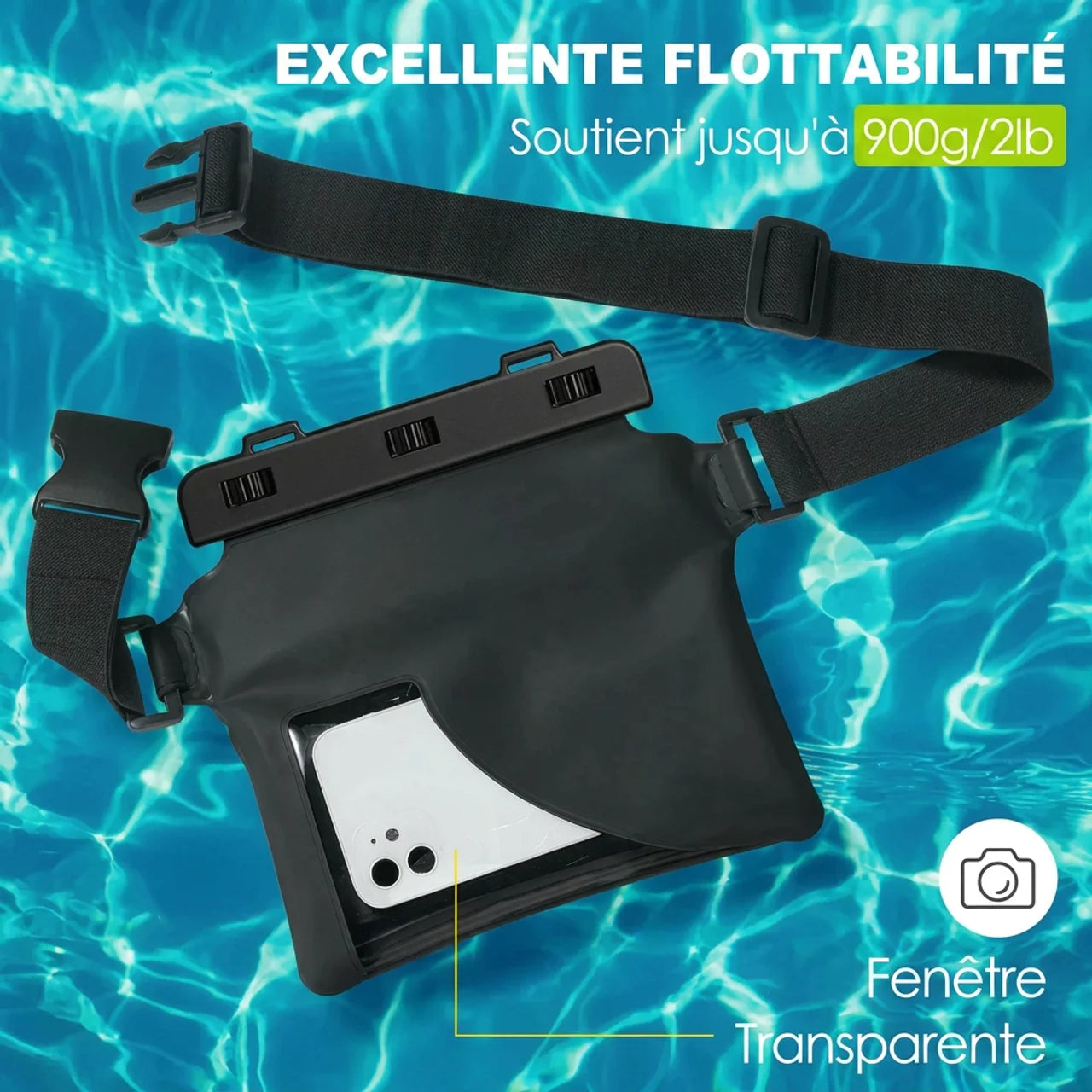 Sac Banane Étanche Flottant pour Téléphone Pochette Waterproof IPX8